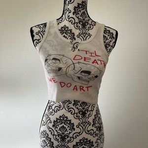 “TILL DEATH WE DO ART” graphic tank top